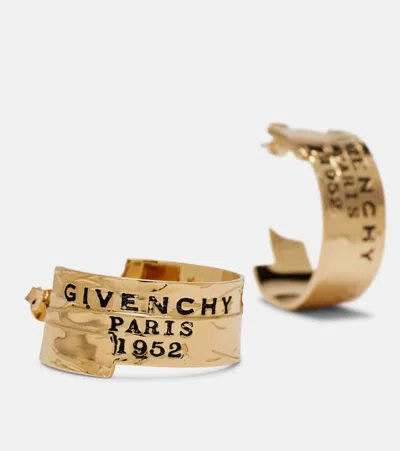 Givenchy Logo-engraved Hoop Earrings In Gold