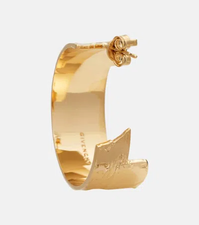 Givenchy Logo-engraved Hoop Earrings In Gold