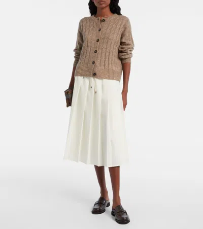 Brunello Cucinelli Pleated Midi Skirt In Gold