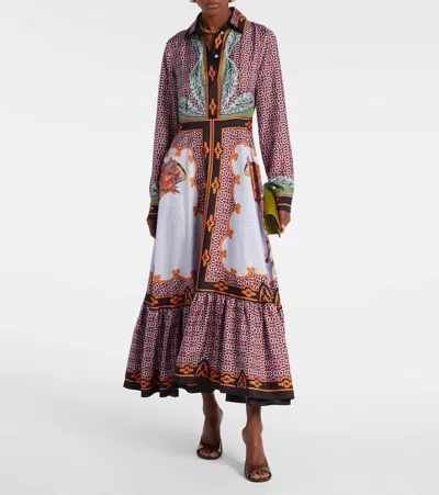 SAN PIETRO印花真丝加长连衣裙