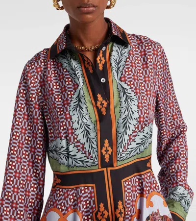 SAN PIETRO印花真丝加长连衣裙