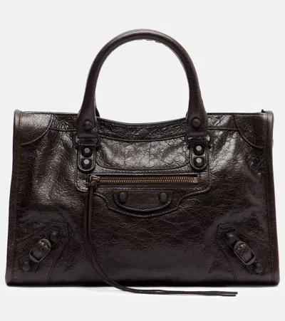 Balenciaga Small Leather Handbag For The City In Brown