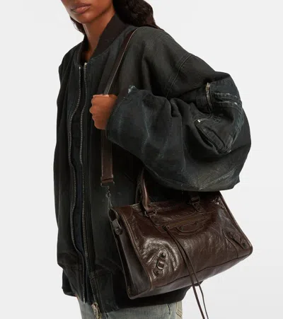 Balenciaga Small Leather Handbag For The City In Brown