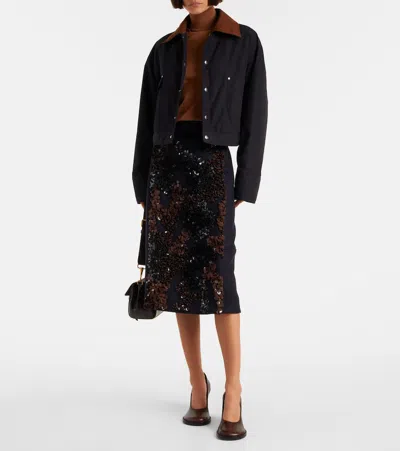 亮片羊毛混纺中长半身裙