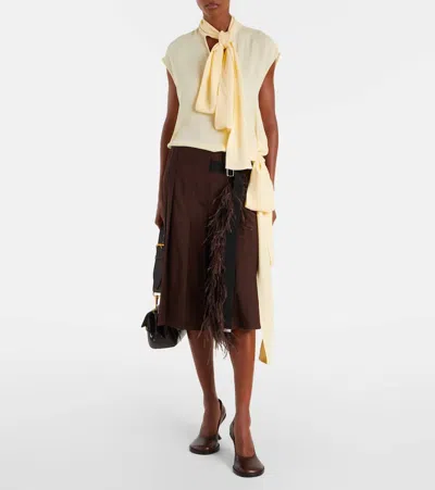 不对称颈部系带女式上衣