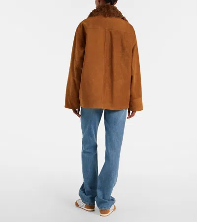 Plan C Shearling-collar Pocket Jacket In Brown