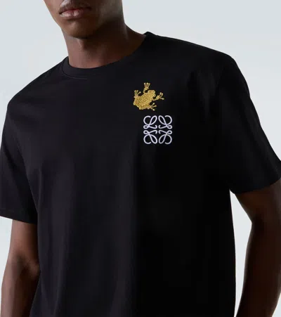 Loewe Frog-logo Embroidered T-shirt In Black