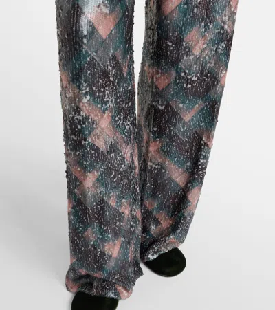 Dries Van Noten Waistband Pants Wide Leg Textured Fabric In Green