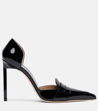 Tom Ford Womens Black Eva D'orsay 105 Patent-leather Heeled Pumps Eur 40 / 7 Uk In Black