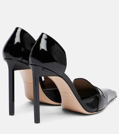 Tom Ford Womens Black Eva D'orsay 105 Patent-leather Heeled Pumps Eur 40 / 7 Uk In Black