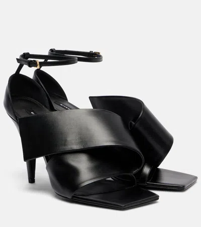 Givenchy Sliced Square Heeled Sandals In Leather In Black
