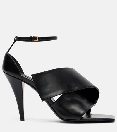 Givenchy Sliced Square Heeled Sandals In Leather In Black