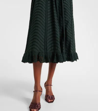 Ulla Johnson Olga Flutter Sleeve Midi Dress In Cypress In Green