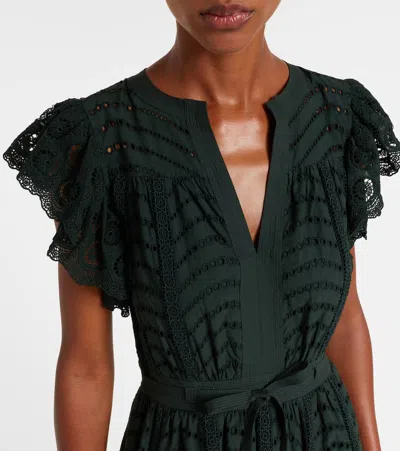 Ulla Johnson Olga Flutter Sleeve Midi Dress In Cypress In Green