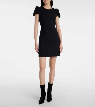 Alexander Mcqueen Mcqueen Puff Cap Sleeve Stretch Wool Minidress In Black