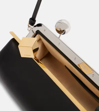 Jacquemus Rectangular Silhouette Clutch Bag With Top Handle In Black