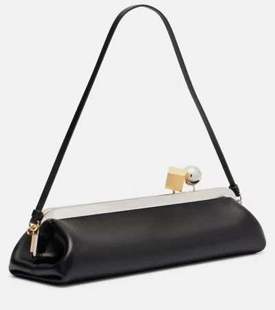 Jacquemus Rectangular Silhouette Clutch Bag With Top Handle In Black
