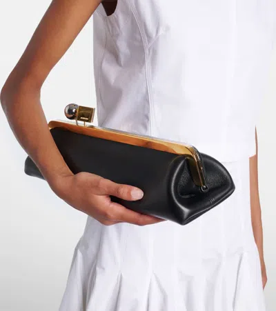 Jacquemus Rectangular Silhouette Clutch Bag With Top Handle In Black
