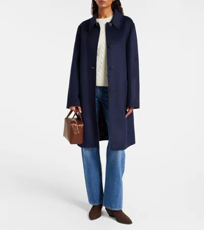 Tory Burch Reversible Double-face Wool Coat In Blue