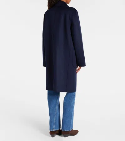 Tory Burch Reversible Double-face Wool Coat In Blue