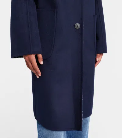 Tory Burch Reversible Double-face Wool Coat In Blue