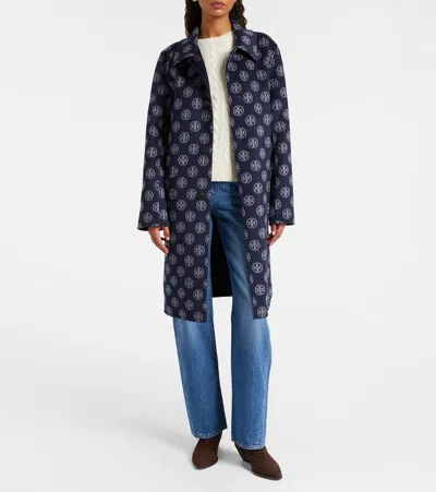 Tory Burch Reversible Double-face Wool Coat In Blue