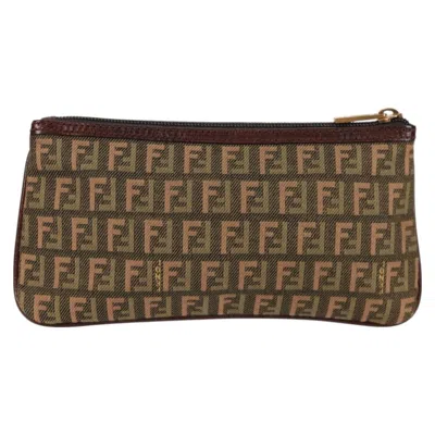 Pre-owned Fendi Zucchino Khaki Canvas Clutch Bag ()