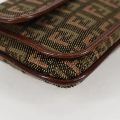 Pre-owned Fendi Zucchino Khaki Canvas Clutch Bag ()