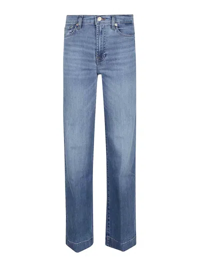 7 For All Mankind High-waisted Wide-flared Jeans With Subtle Whiskering In Blue