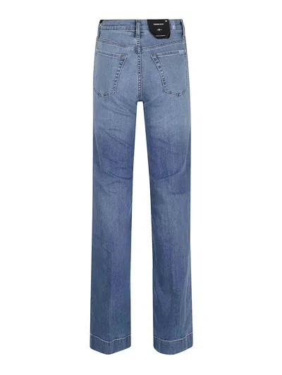 7 For All Mankind High-waisted Wide-flared Jeans With Subtle Whiskering In Blue
