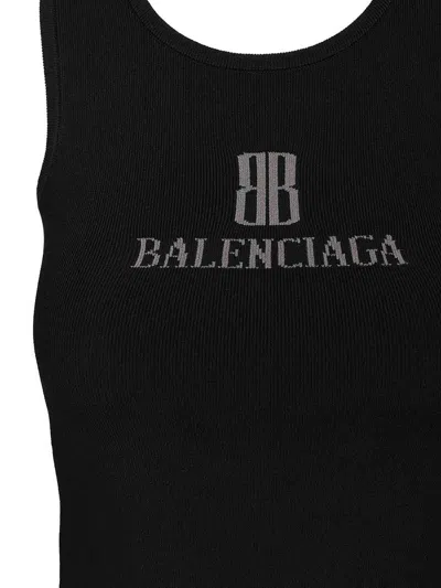 Balenciaga Black Nano Bb Tank Top In Black