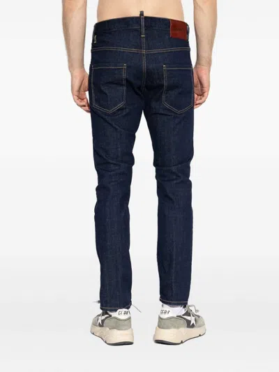 Dsquared2 Straight-leg Denim Pants With Contrast Stitching In Blue
