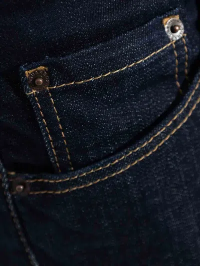 Dsquared2 Straight-leg Denim Pants With Contrast Stitching In Blue