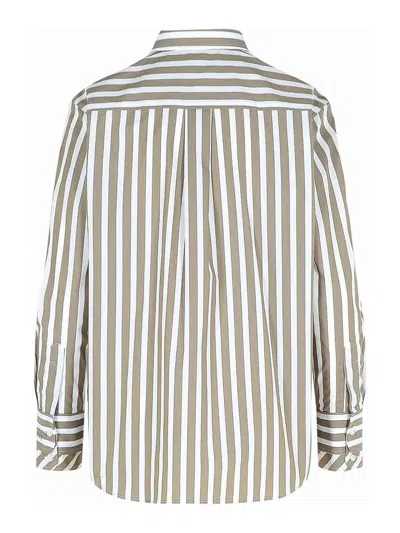 Fay Tailored Cotton Shirt With Vertical Stripes In Gray
