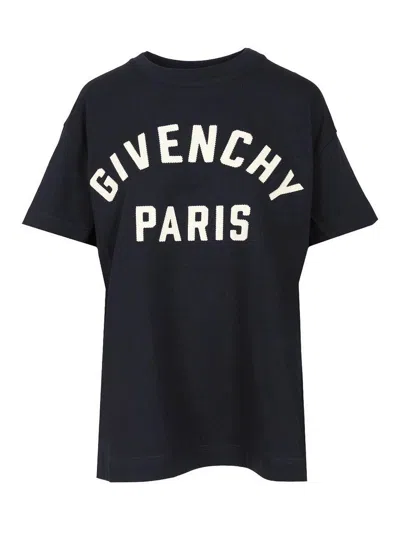 Givenchy Navy Blue Cotton Oversize T-shirt In Blue