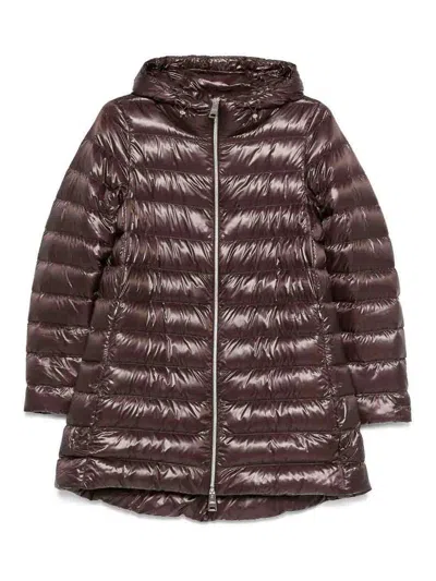 Herno Chocolate Colored Quilted Down Jacket In Brown