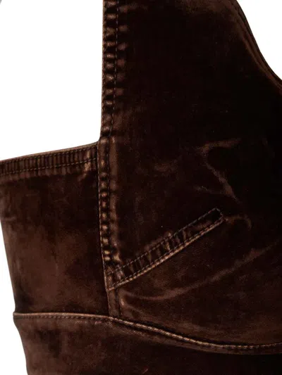 Loewe Denim Cropped Strappy Top In Coffeebean