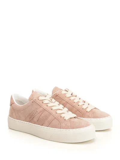 Moncler Sneaker Monaco2 Low Top Nude Suede In Brown