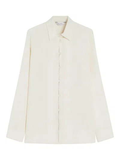 Max Mara Button-down Shirt With Classic Collar And Tapered Cuffs In Neutral