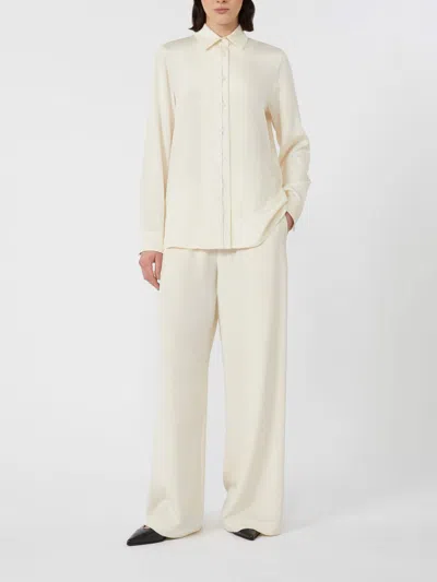 Max Mara Button-down Shirt With Classic Collar And Tapered Cuffs In Neutral