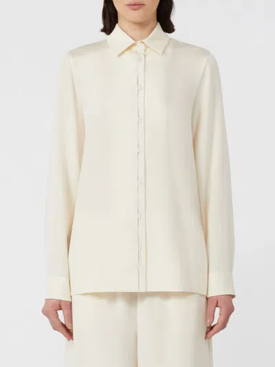 Max Mara Button-down Shirt With Classic Collar And Tapered Cuffs In Neutral