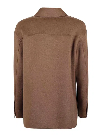 Max Mara Relaxed Fit Wool Jacket With Classic Button-up Front In Brown
