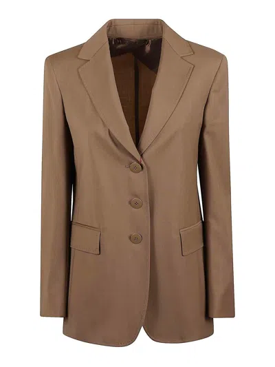 Max Mara Tailored Brown Wool Blazer With Notch Lapel In Brown