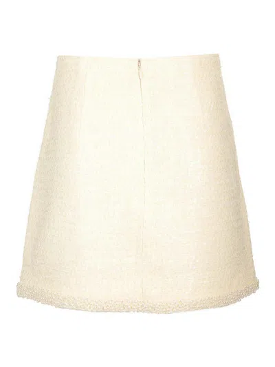Self-portrait Self Portrait Boucle Mini Skirt With Pearls In Neutral
