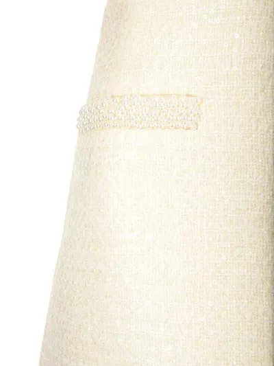 Self-portrait Self Portrait Boucle Mini Skirt With Pearls In Neutral