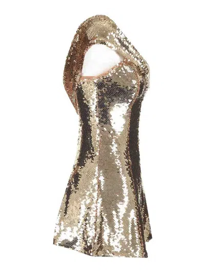 Self-portrait Gold Sequin Off Shoulder Mini Dress In Multi