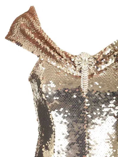 Self-portrait Gold Sequin Off Shoulder Mini Dress In Multi