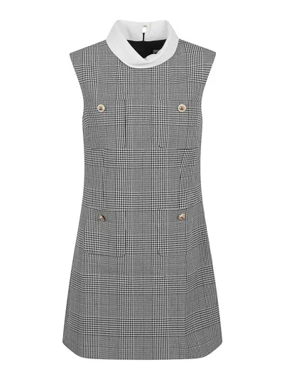 Self-portrait Self Portrait Women Sleeveless Prince Of Wales Check Mini Dress In Gray