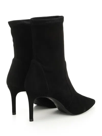 Stuart Weitzman Black Ankle Boots With Stiletto Heel And Zip Closure On The Side In Suede Woman In Black