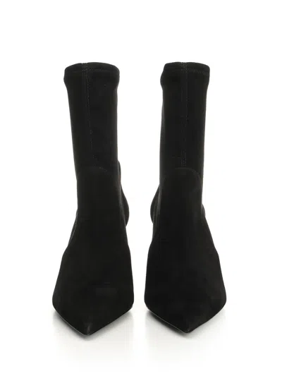 Stuart Weitzman Black Ankle Boots With Stiletto Heel And Zip Closure On The Side In Suede Woman In Black